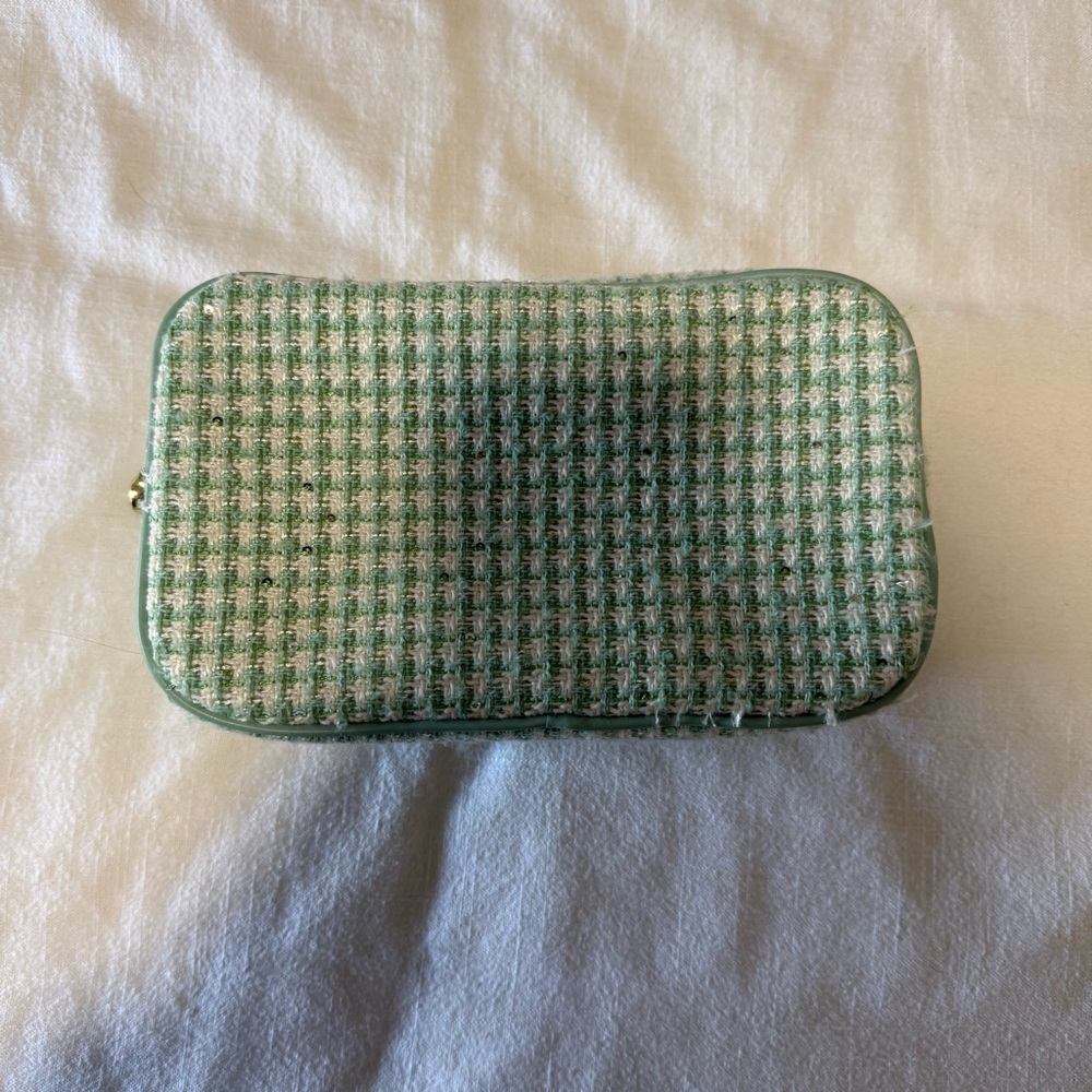NWOT Cherry on Top Stoney Clover Lane Mint Tweed Double Zip Pouch